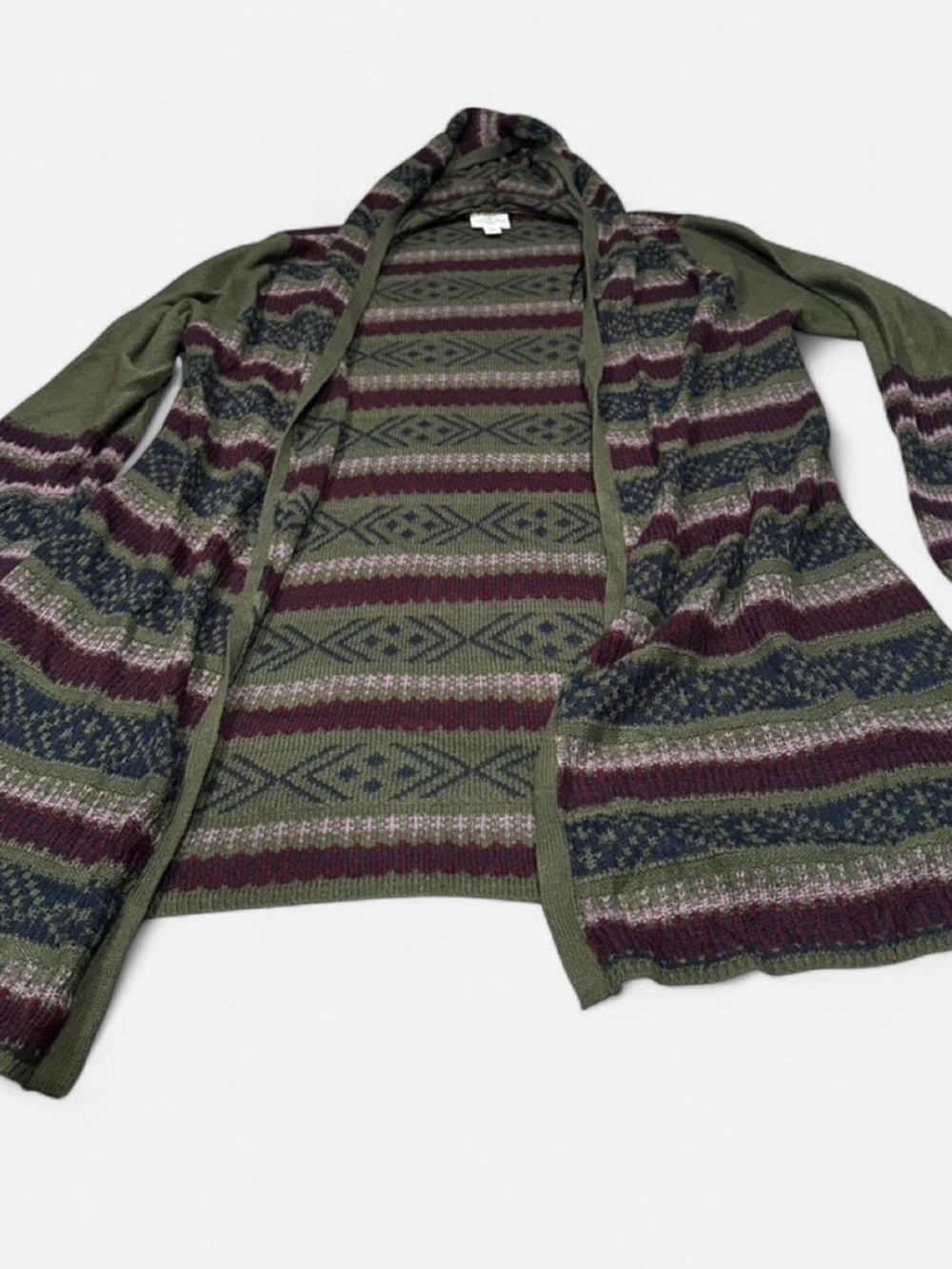 St. John's Bay Olive Green Fair Isle Knit Sweater